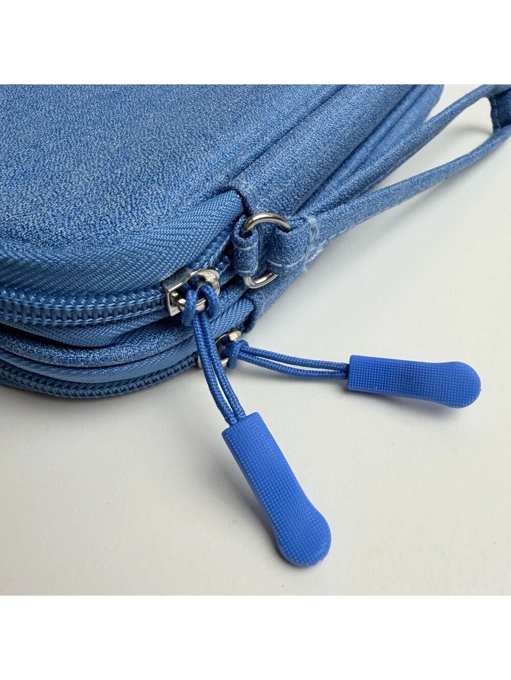 Blue Travel Electronics Organizer Case Double Layer Cable Charger Storage